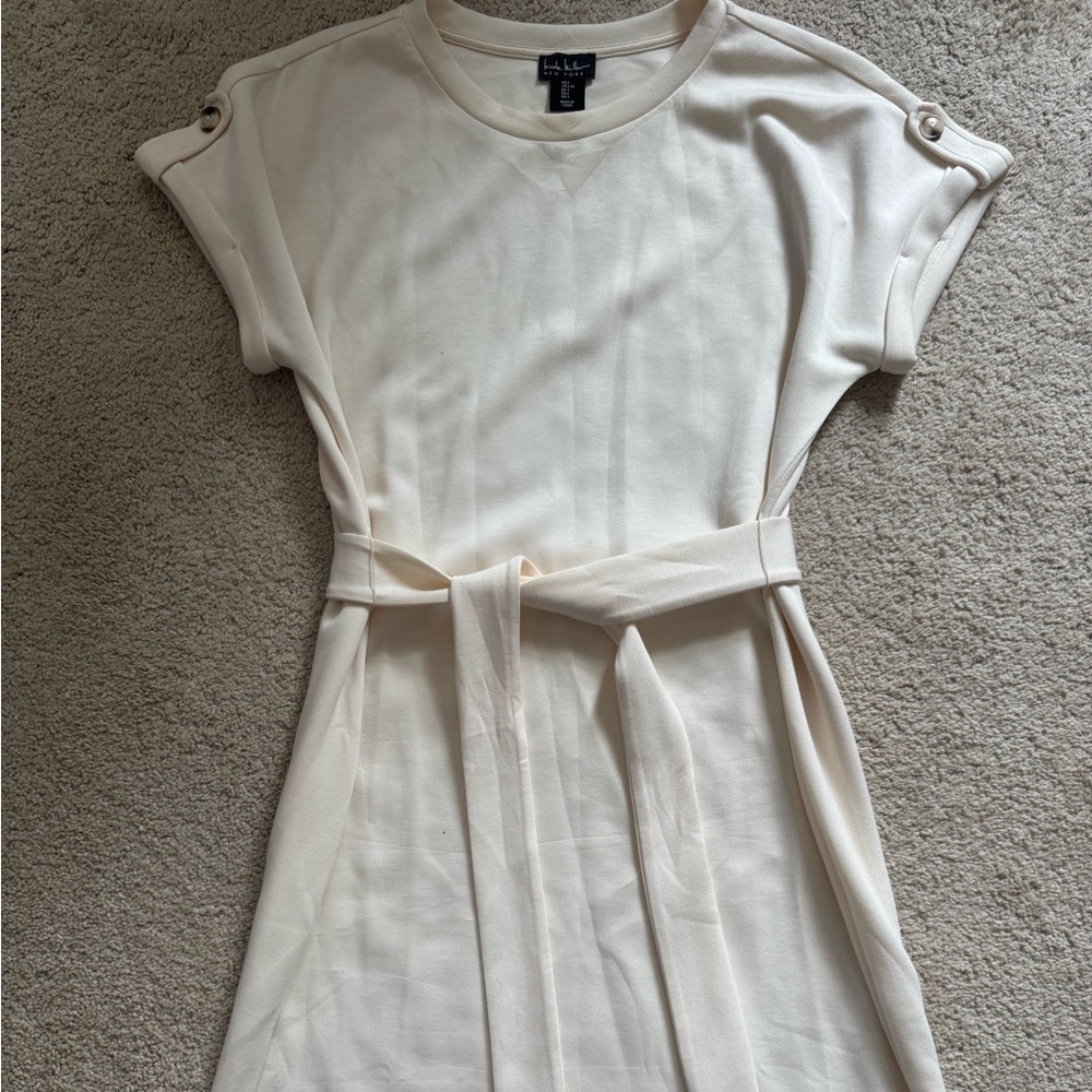 Nicole Miller Cream Crewneck Dress